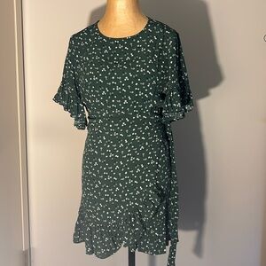 Olivaceous wrap Floral Green Dress